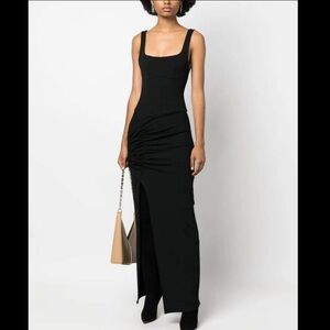 The Mannei Womens Wishaw Black Ruched Viscose Maxi Dress NWT